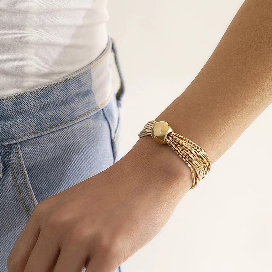 Gold Sphere Multi-Chain Bracelet